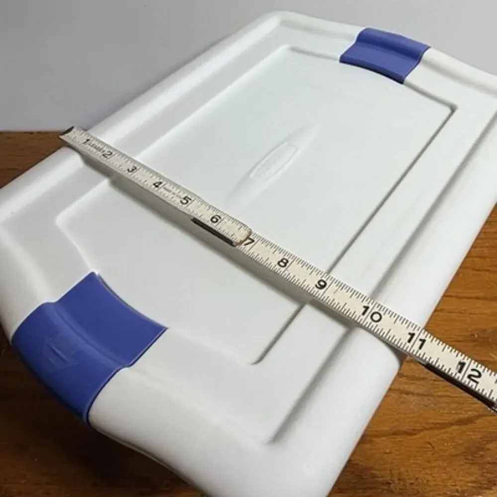 Vintage Rubbermaid Blue White Clear Latch Keeper Container #463C Lid #463A